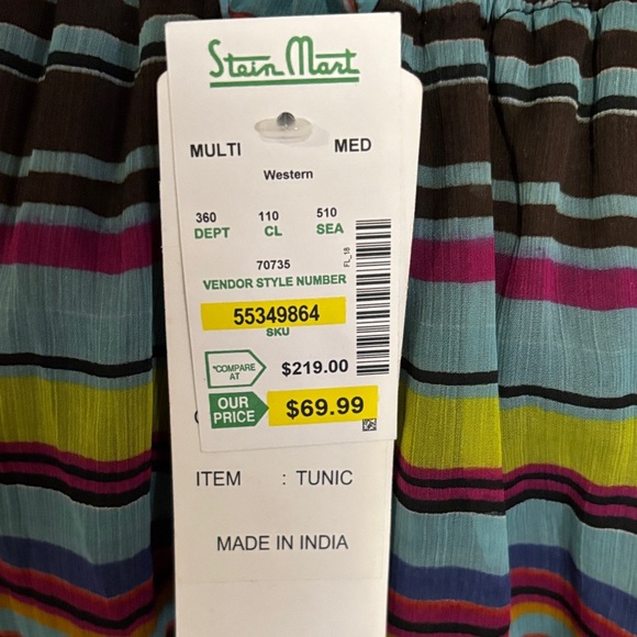 Colorful Striped Off-Shoulder Dress - Picture 2 of 4